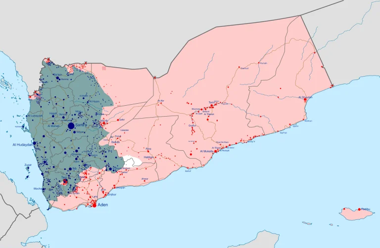 By Ali Zifan - Citing Sana'a Center for Strategic Studies via Al Jazeera, 9 December 2025. Houthi territory per Critical Threats. STC-PLC frontline per Foreign Affairs. Derivative of: Yemen location map.svg by NordNordWest.Borysk5, CC BY-SA 4.0, CC BY-SA 4.0, https://commons.wikimedia.org/w/index.php?curid=47087541